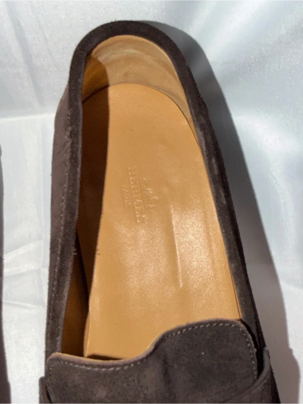 Hermes Men's Suede Loafers in Dark Brown with Metal H Buckle - Honore loafer
